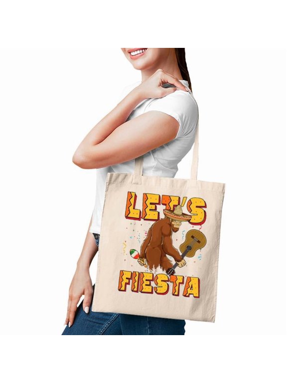 Lets Fiesta El Squatcho Bigfoot Funny Cinco De Mayo Mexican Tote Bag