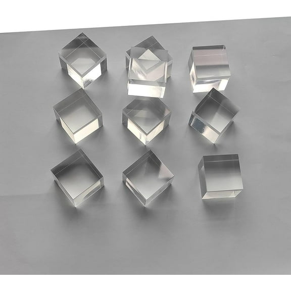 Solid Tumbled Acrylic Cube/Plexiglass Block - Transparent/Clear - 1" (Pack of 10)