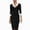 Black, variant on Contrast White Collar V‑Neck 3/4 Sleeve Bodycon Midi Dress Women Fall Dresses