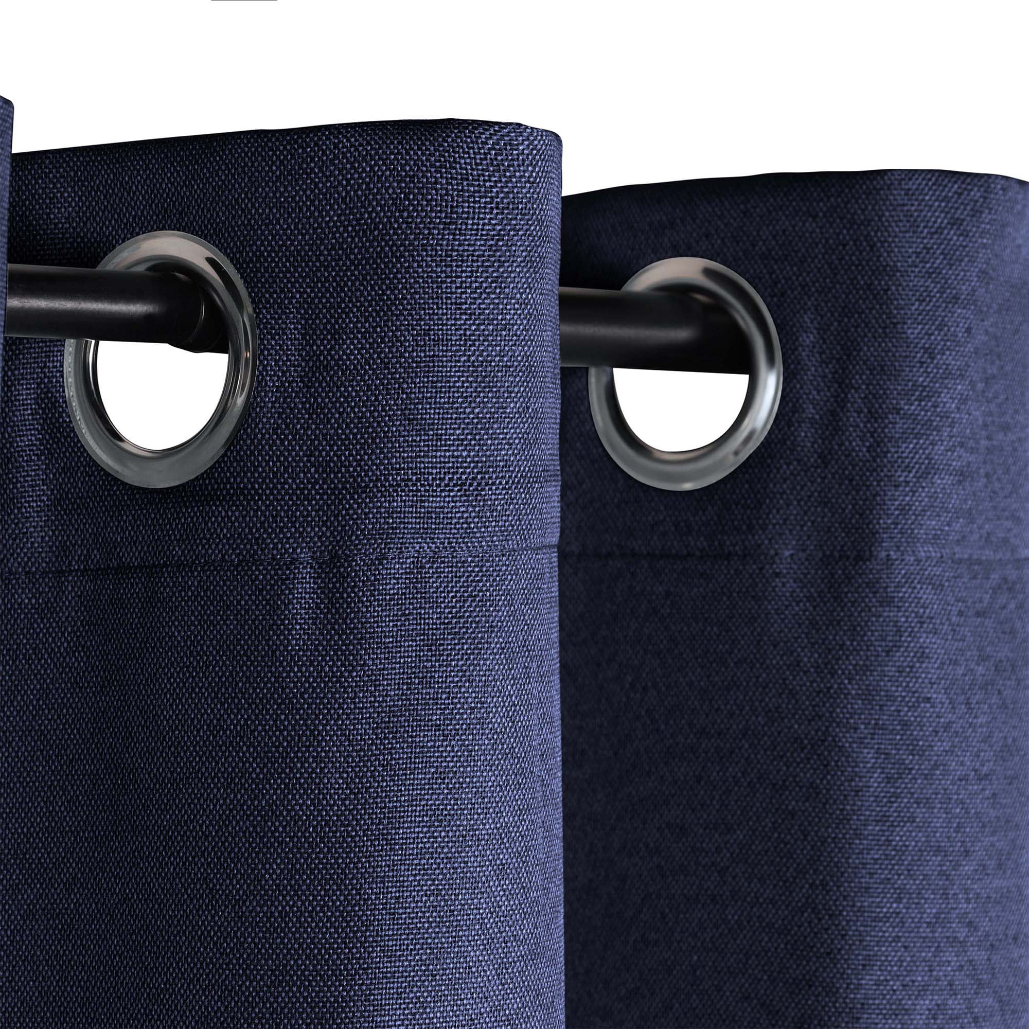 Superior Linen Blackout Curtains Set of 2, Grommet Header Curtain Panel Pair, Navy Blue, 42"W x 63"L