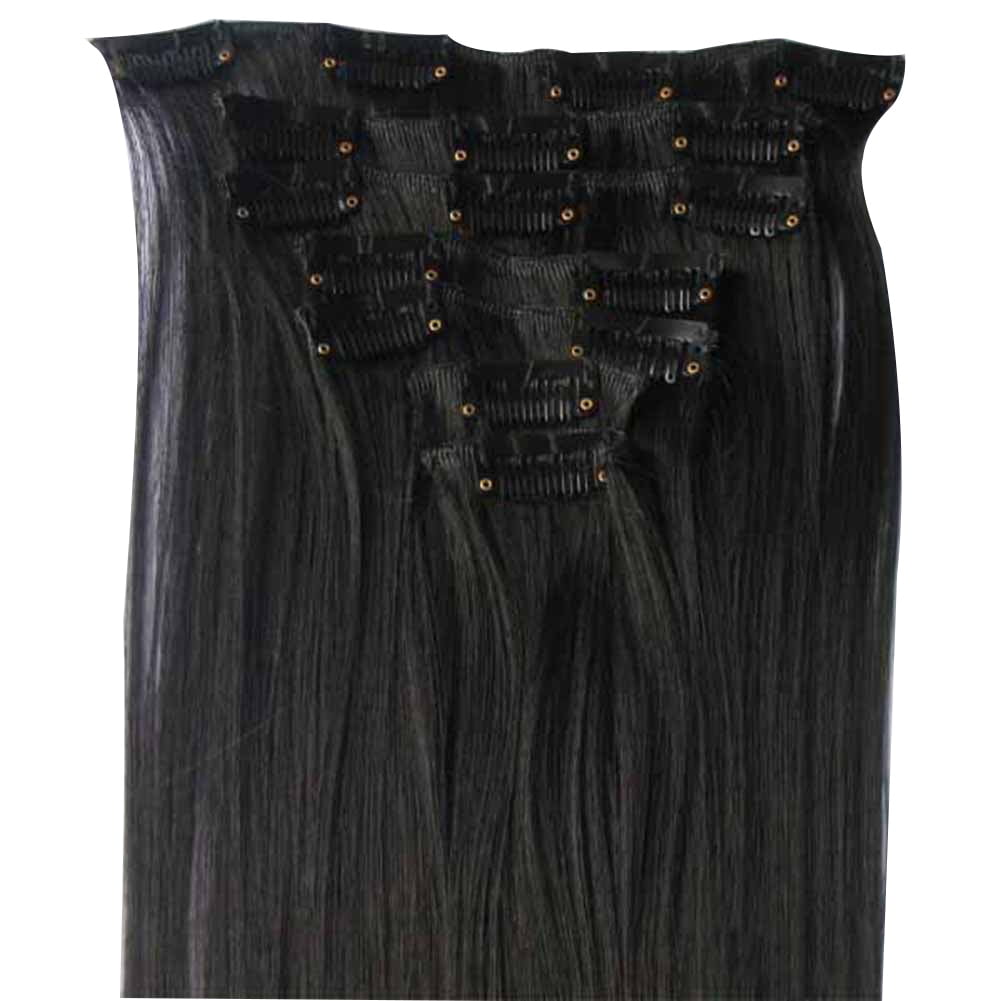 16 Hairpins Clip In Human Hair Extensions Synthetic Extension Straight