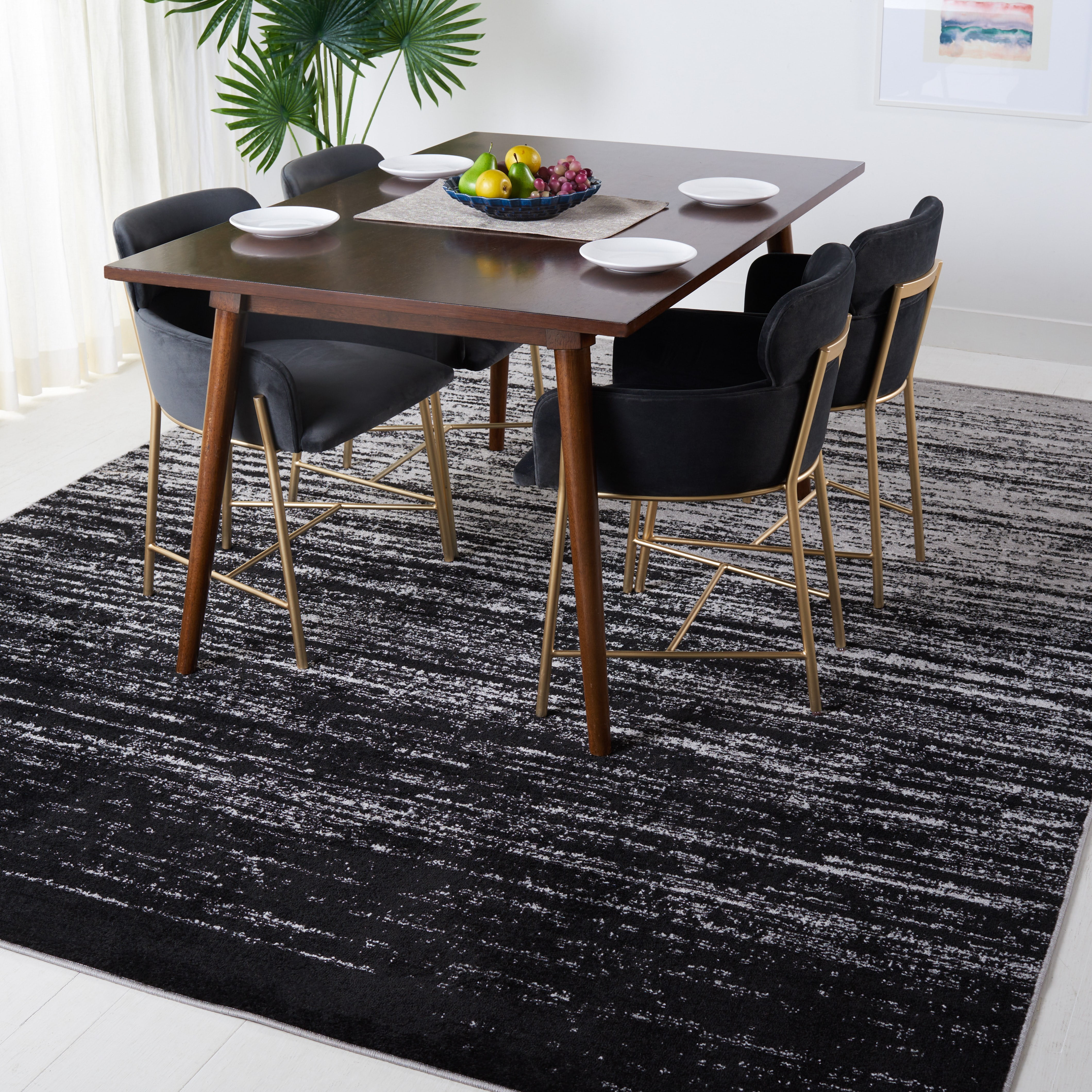 SAFAVIEH Adirondack Esmond Striped Area Rug, Silver/Black, 8' x 10' - Large - Modern Design, Silver & Black, Ideal for Living Room, Bedroom, Dining Space