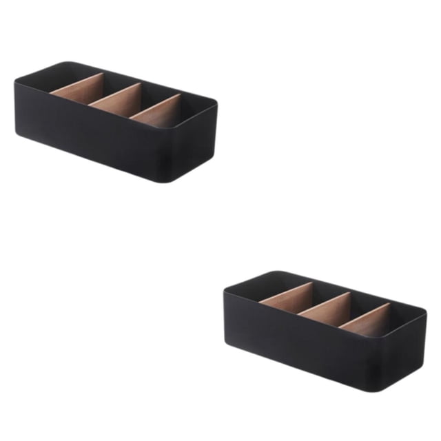 jesticaly Storage Box Strong Practicality Wide Application Detachable Partition Durable Ladder Layered Plastic Storage Box Black Rectangular 2Set