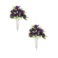 thumbnail image 2 of 2 Sets Rose Cemetery Flowers with Vase for Grave, Artificial White Calla Lilies & Velvet Roses, Outdoor Memorial Flowers for Headstones, Graveyard Decoration, 2 of 6