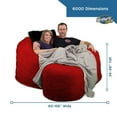 thumbnail image 2 of Ultimate Sack 6000 6-Foot Bean Bag Chair with Footstool Set, Electric Blue Suede Cover, 2 of 5