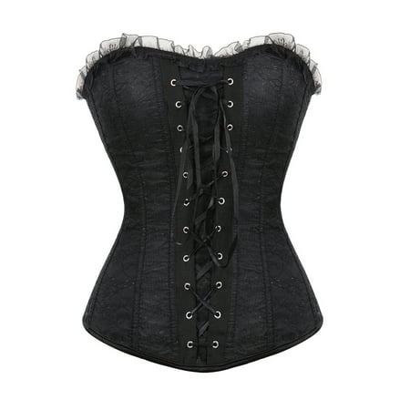 Mhoxuto Women Floral Print Corset Vintage Lace Up Strapless Bustiers Bodice Renaissance Overbust Shaper Lingerie Corsets Tops