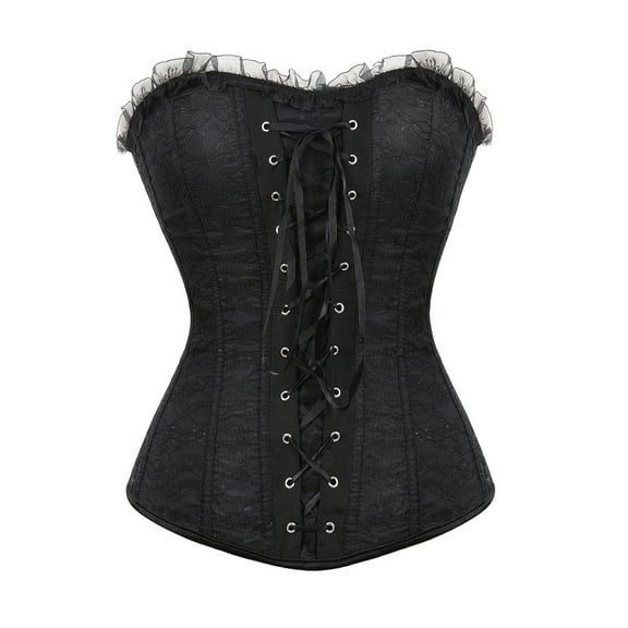 MuZeFu Corset Tops for Women Renaissance Black Womens Sexy Patchwork Bandage Gothic Perspective Sexy Shapewear