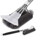 thumbnail image 1 of 18" Heat Boss Grill Brush and Scraper - 3 Rows of Reinforced Stainless Steel Bristles - Best Heavy Duty Outdoor Grill Brush for All Grill Types - Long 18" BBQ Grill Brush Handle -, 1 of 6