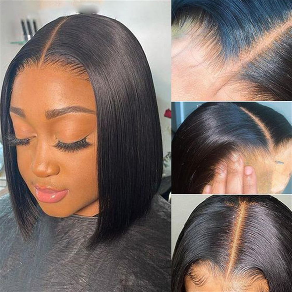 Straight Hair 4x4 Lace Closure Bob Wig Remy Brazilian Human Hair Wigs Transparent Lace