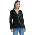 thumbnail image 3 of Women's Sparkle Sequins Blazer Jacket Open Front Casual Shiny Coat, Black, X-Large, 3 of 5