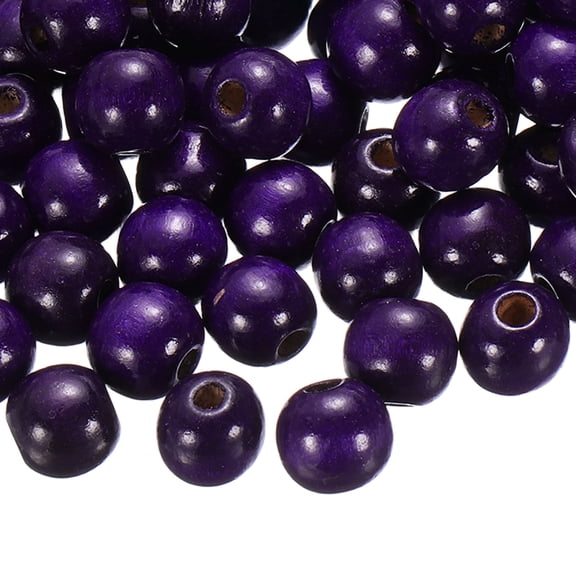Uxcell 200 Pack Large Hole Wooden Beads, 15 x 16mm Unfinished Natural Round Wood Spacer Beads Hair Braid Barrel Bead for DIY Crafts Hair Macrame Jewelry Making, Purple