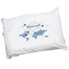Personalized Blue World Map Pillowcase