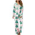 thumbnail image 2 of Mifsaly Womens Christmas Pajamas Sets Loose Pjs 2 Piece V-Neck Long Sleeve Sleepwear Lapel Button Down Xmas Santa Print Nightwear Casual Wide Leg Pants with Pockets Funny Gifts 2025 Festival Homewear, 2 of 7
