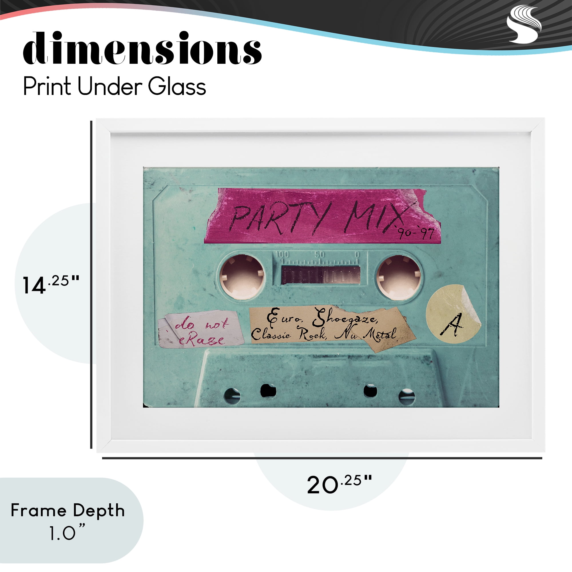 Stupell Industries Retro Party Mix Cassette White Framed Print Under Glass, design by Annabelle Hall