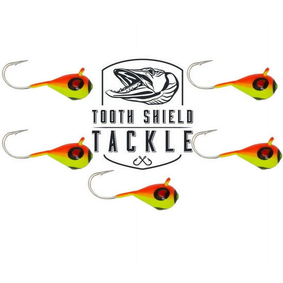 Tooth Shield Tackle UV Glow Tungsten Ice Fishing Jigs 5-Pack Crappie Perch Bluegill Panfish Jig 5mm (Comet)