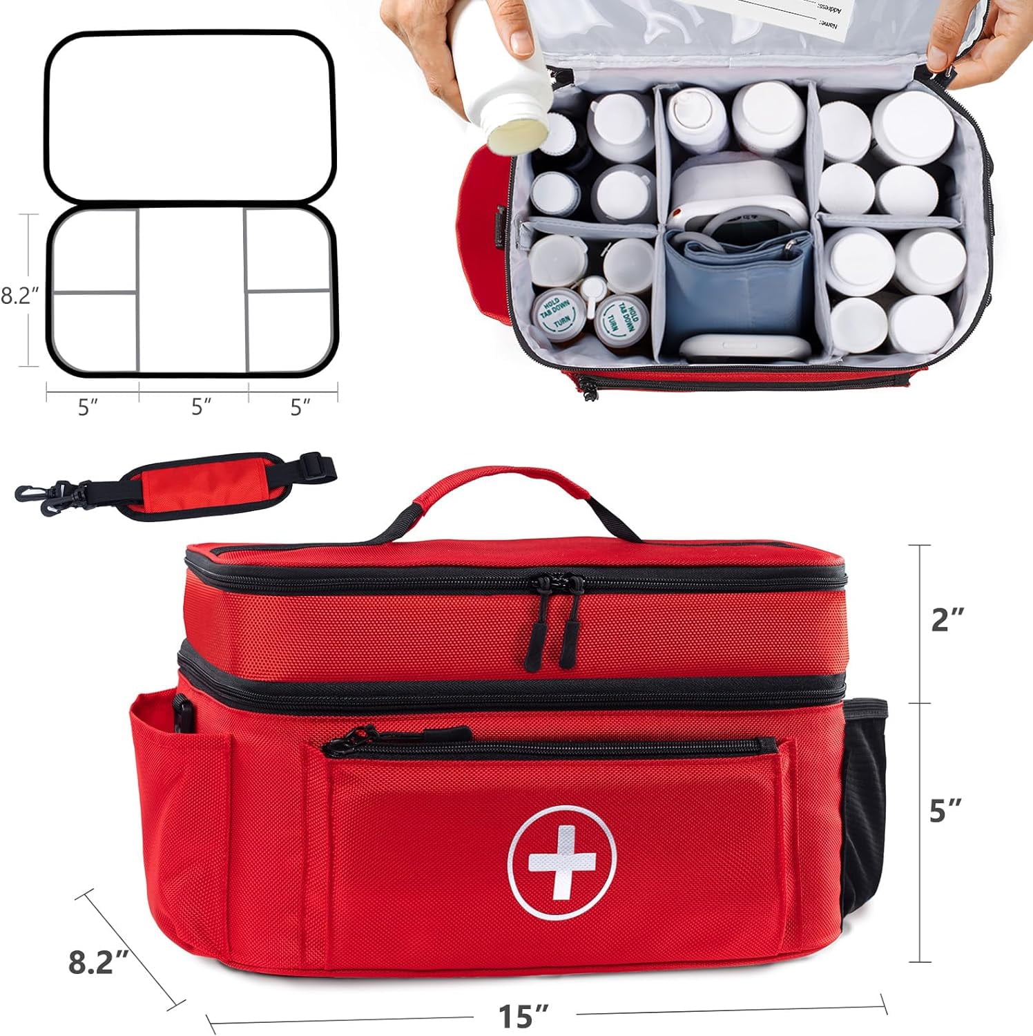 TGCUR Medical Bag, Medicine Organizer, First Aid Box, Pill Organizer for Emergency, Home, Travel