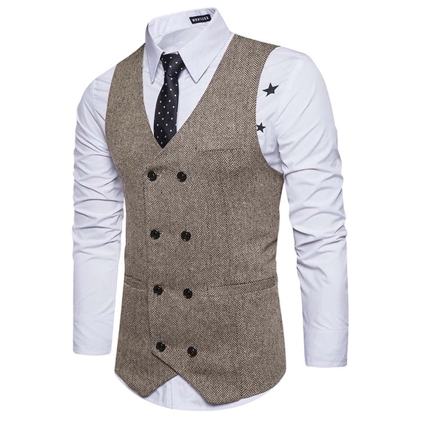 Traje de Chaleco Cruzado de Lana Para Hombre Chaleco de Negocios Retro Odeerbi ODB-6