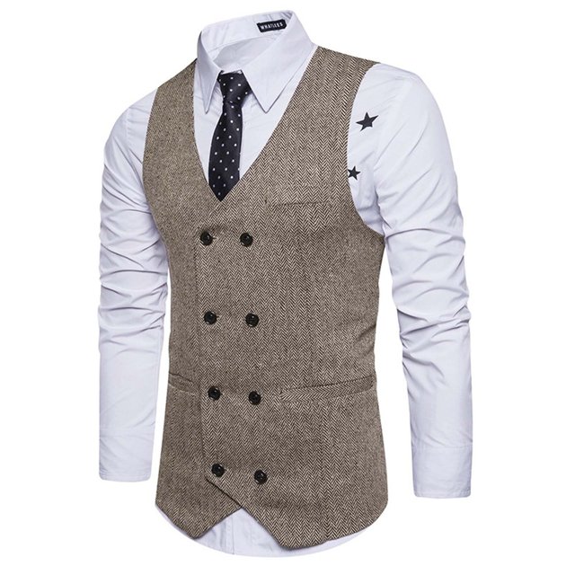 Traje de Chaleco Cruzado de Lana Para Hombre Chaleco de Negocios Retro Odeerbi ODB-6
