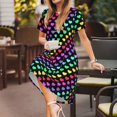 thumbnail image 3 of Fotbe Rainbow Hearts Vestido Largo de Moda para Mujer, Vestido Tipo Camiseta con Manga Corta y Estilo Casual a Rayas y Bloques de Color, 3 of 6