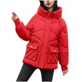thumbnail image 2 of Parkas de manga larga para mujer, chaqueta de algodón corta, holgada, de gran tamaño, con capucha y gruesa, abrigo de algodón para mujer, 2 of 7