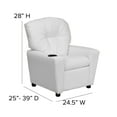 thumbnail image 6 of BizChair Contemporary White Vinyl Kids Recliner with Cup Holder, 6 of 13