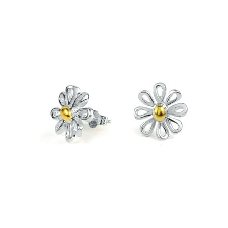 Tone Daisy Flower - Simple Tiny Flower Daisy Stud Earrings For Teen For Women Two Tone 14k Gold Plated 925 Sterling Silver
