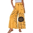 thumbnail image 2 of Women’s Casual Pants Flared Leg Wide Leg with Ties Ruffle Harem Palazzo Pants with Pockets Saffron L, 2 of 5