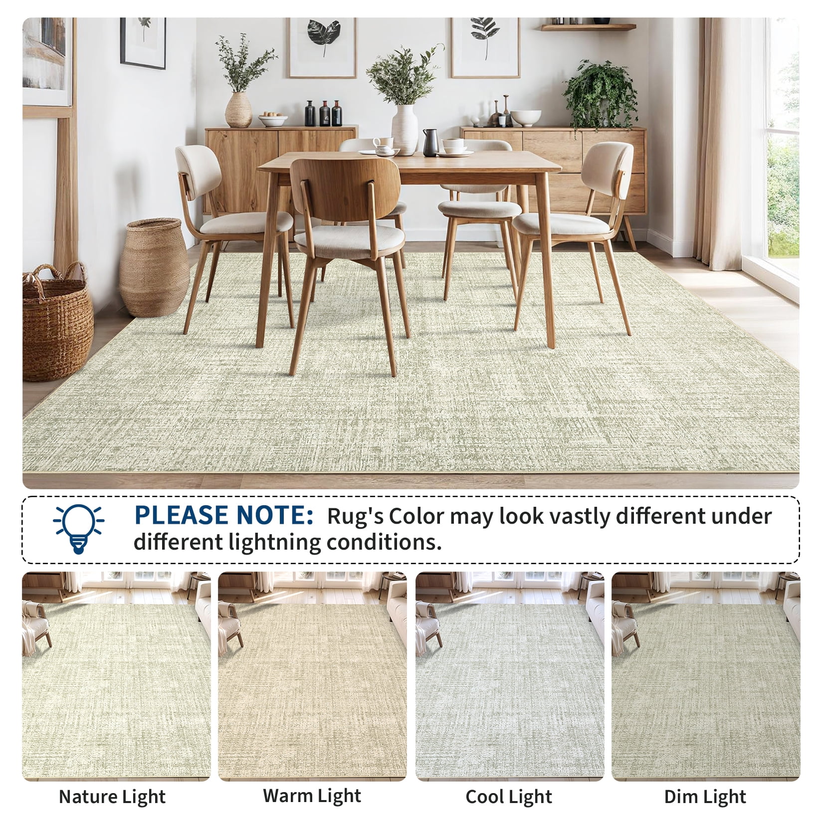 Area Rugs, Washable Large Rugs for Living Room Bedroom, Low Pile Soft Carpet, Modern Abstract Neutral Design, Non Slip & Non Shedding Foldable Floor Mats for Home Decor