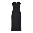 thumbnail image 5 of WIZUTIZ Women's Dresses Summer Stylish Slimming Tube Bandeau Pleated Solid Sun Dress Sleeveless V-Neck Sun Dress for Lady Midi Dress Thin Clubs Dress Black, 5 of 6