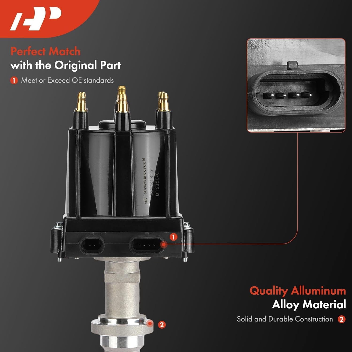 A-Premium Ignition Distributor with Cap and Rotor Compatible with Chevrolet Astro, Blazer, C10, C1500, Caprice, G10, Impala & GMC C1500, Caballero, Jimmy & Pontiac Bonneville & Oldsmobile Bravada