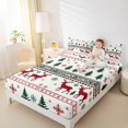 thumbnail image 4 of Manfei Christmas Reindeer Bed Sheets,Xmas Tree Snowflake King Sheets,Green Red White Sheet Set For Girl Kids,Luxury Bedroom Decor,4-Piece, 4 of 7