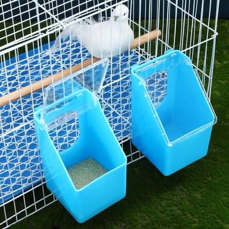 STOBOK 4Pcs Blue Hanging Pigeon Feeder Plastic Bird Cage Food Dispenser Easy Install