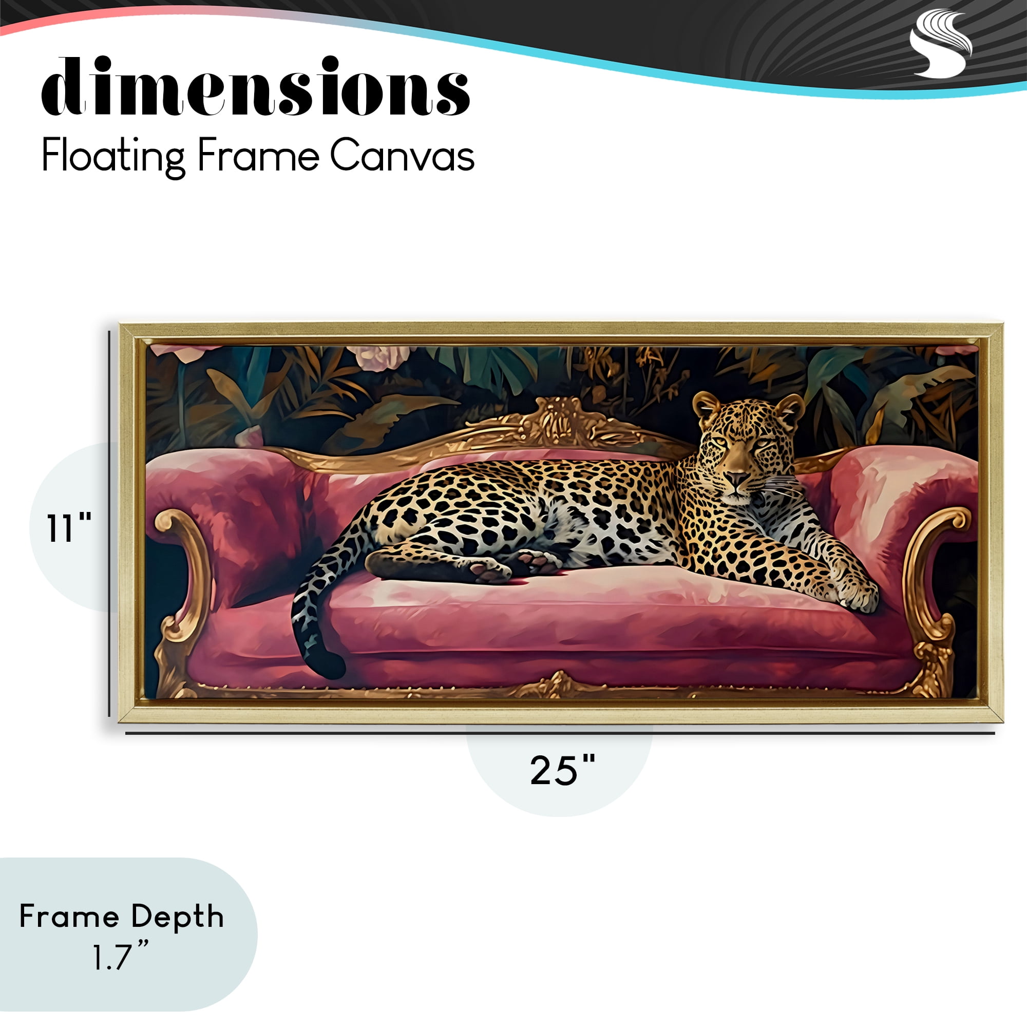 Stupell Industries Regal Relaxation Leopard on Pink Gold Framed Floater Canvas Wall Art, design by Creative Studio