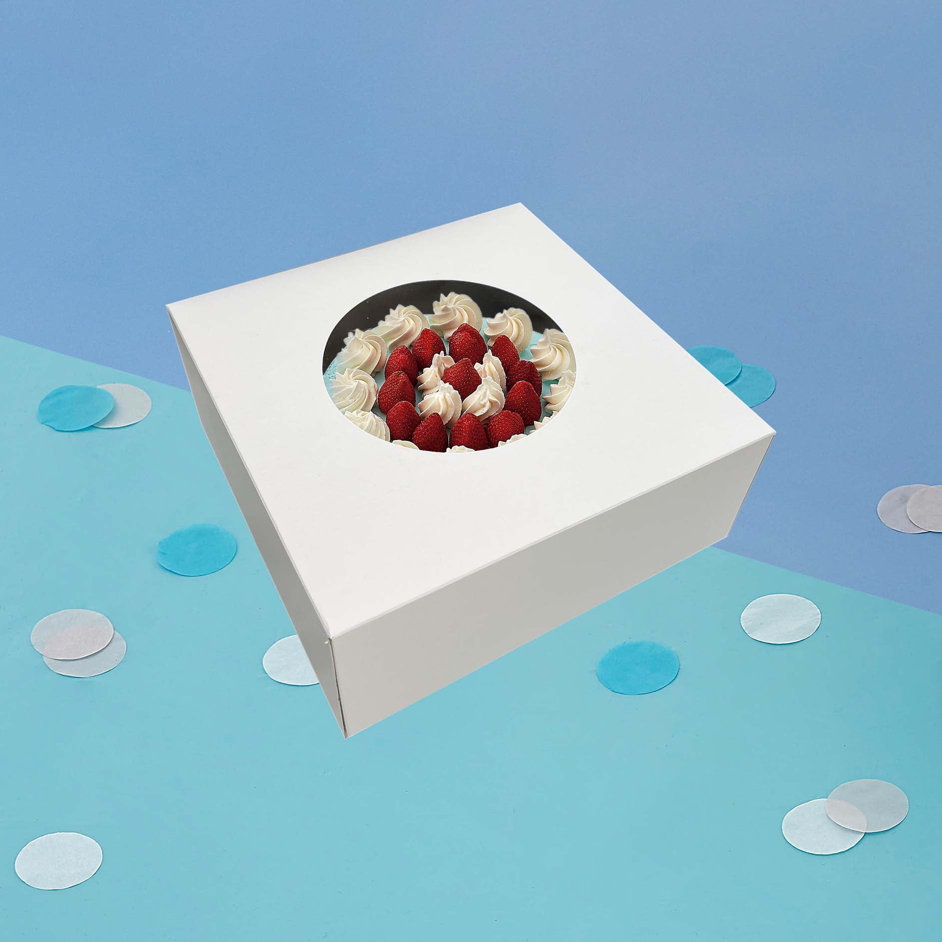 9" x 9 " x 3.5" White Pie Box with Window, By Way To Celebrate