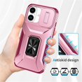 thumbnail image 6 of For iPhone 17 Slim Fit Shockproof Hybrid with Slide Camera Cover & Rotated Ring Kickstand, [Military-Grade] Phone Case For iPhone 17 6.3",Pink,For iPhone 17, 6 of 8