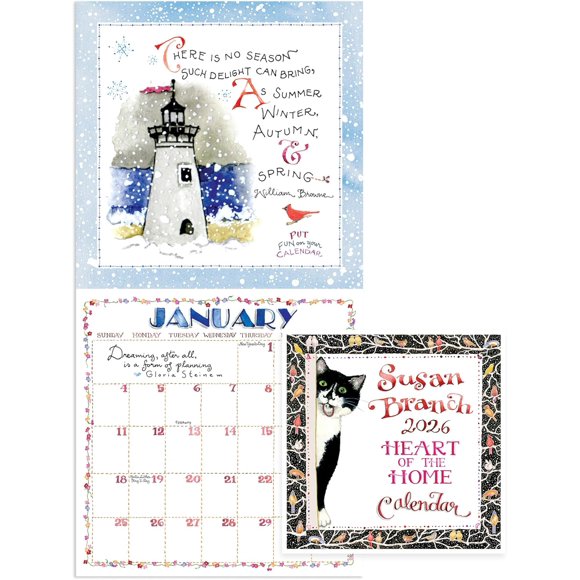 REJODA-2026 Susan Branch Mini Calendar with Monthly Grids for Appointments and Scheduling - Vertical Small Wall Calendar 2026 with Premium Matte Paper for Home and Office Organization - 7x7in