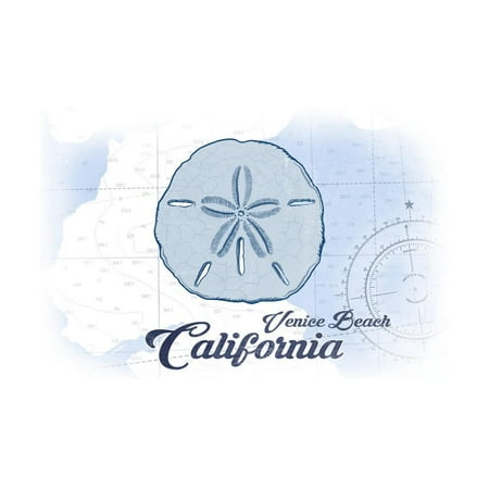 Venice Beach, California - Sand Dollar - Blue - Coastal Icon Print Wall Art By Lantern