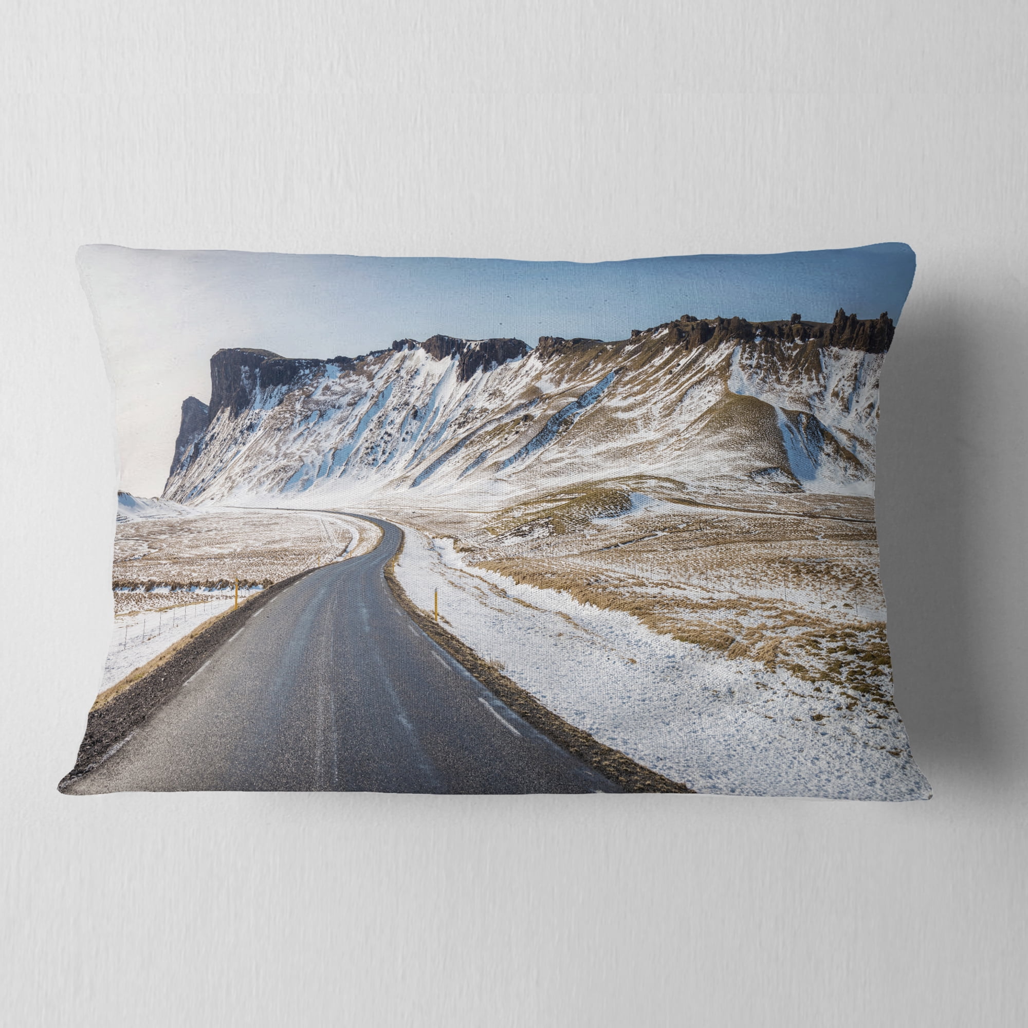 Designart 12" x 20" Blue Polyester Throw Pillow