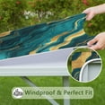 thumbnail image 6 of Teal and Gold Marble Wavy Veins Pattern Square Fitted Tablecloth with Elastic Edge,Square Table Cover,Washable Elastic Table Cover for Home Kitchen Party Decor 34"x34", 6 of 6
