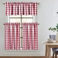 thumbnail image 2 of GlowSol Cafe Curtains 30 inch Length Buffalo Plaid Gingham Pattern Rod Pocket Half Window Curtains for Kitchen Bathroom Window Curtain, Red White, 2 Panels, 2 of 9