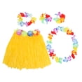 thumbnail image 1 of FELTECHELECTR 1 juego de falda hula para disfraz: falda hula hawaiana colorida, pulseras de flores, diadema y collar, accesorios para disfraz de fiesta tropical infantil., 1 of 4