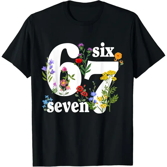 Funny Six Seven 6 7 Meme Gen Alpha Slang 6 7 Floral Women T-Shirt