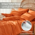 thumbnail image 4 of Flymme Orange Comforter Set Queen Size Boho Bedding Shabby Chic 7-Piece Bed in a Bag Pom Pom Textured Comforter Set with Sheets for All Season, 4 of 8