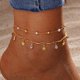 thumbnail image 3 of Conjunto de tobilleras doradas retro Conjunto de tobilleras pequeñas 2 piezas Accesorios de joyería para la playa en verano, para el día a día, para regalo, 3 of 5