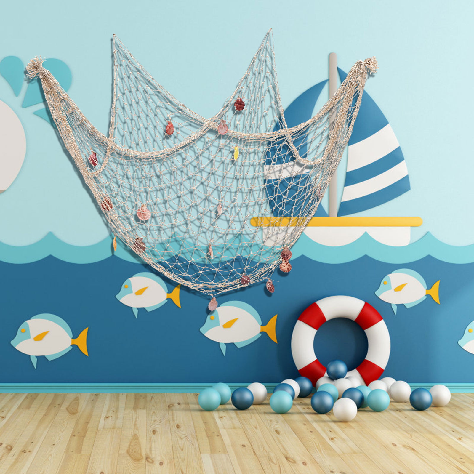 Nautical Seaside Theme Ocean Fishing Balloon Net Fancy Party Home Wall Decor  