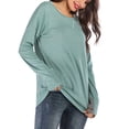 thumbnail image 2 of Vedolay Women T Shirts Autumn Casual Shirts Blouses Zipper Collar Women Polo Shirts Mint Green,XL, 2 of 4