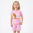 thumbnail image 2 of Rimyaw Toddler Girls Bunny Pajamas Set, 2-Piece Cotton Blend Sleepwear, Cute Rabbit Short Sleeve Top and Shorts, Pink PJs, Sizes 2T, 2 of 6