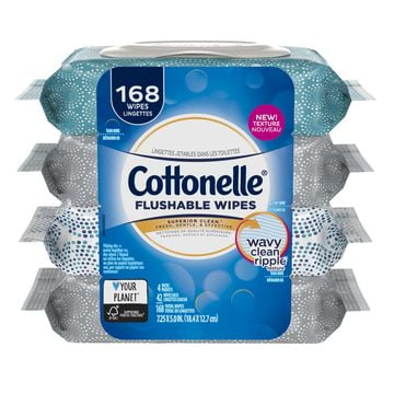 Body Electrical Wiper - Cottonelle On the Go Wipes, 42 Sheets, 4 Count Soft Pack, Flushable Cleansing Cloths