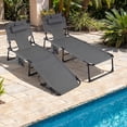 thumbnail image 2 of Gymax 2 Pcs Chaise de Bronzage Chaise Longue Portable avec Dossier Réglable à 4 Positions, 2 of 10