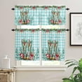 thumbnail image 6 of Christmas Western Kitchen Curtains and Valances Set, Rod Pocket Curtains Tier Farmhouse Window Curtains 36 Inch Length, Cowboy Boots Leaves Berry Blue Plaid 3 Piece Kitchen Curtains Set, 6 of 6